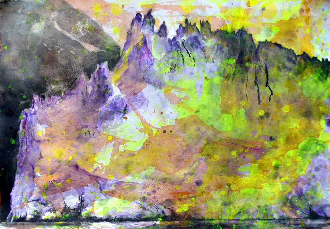 Glacier 2 - 2019 - watercolor on paper -  contemporary wall art painting available for sale