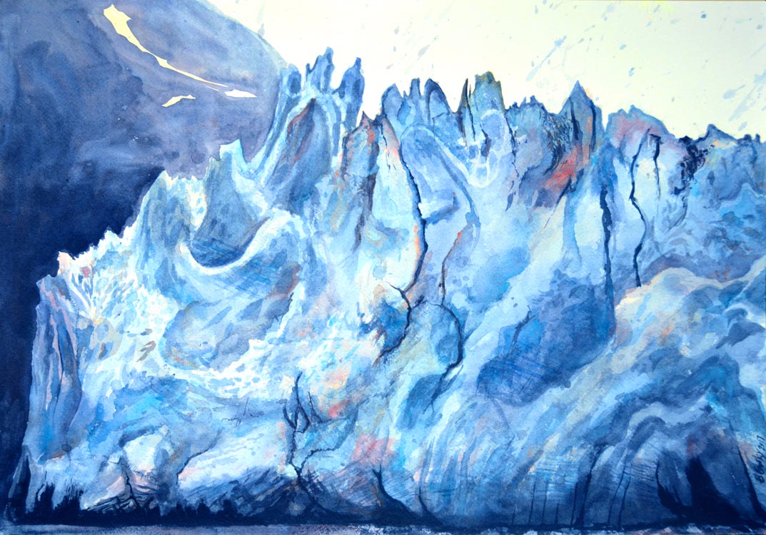 Glacier - 2017 - watercolor on paper - contemporary wall art painting available for sale
