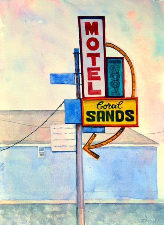 Motel - 2017 - watercolor on paper - painting contemporary art available for sale online