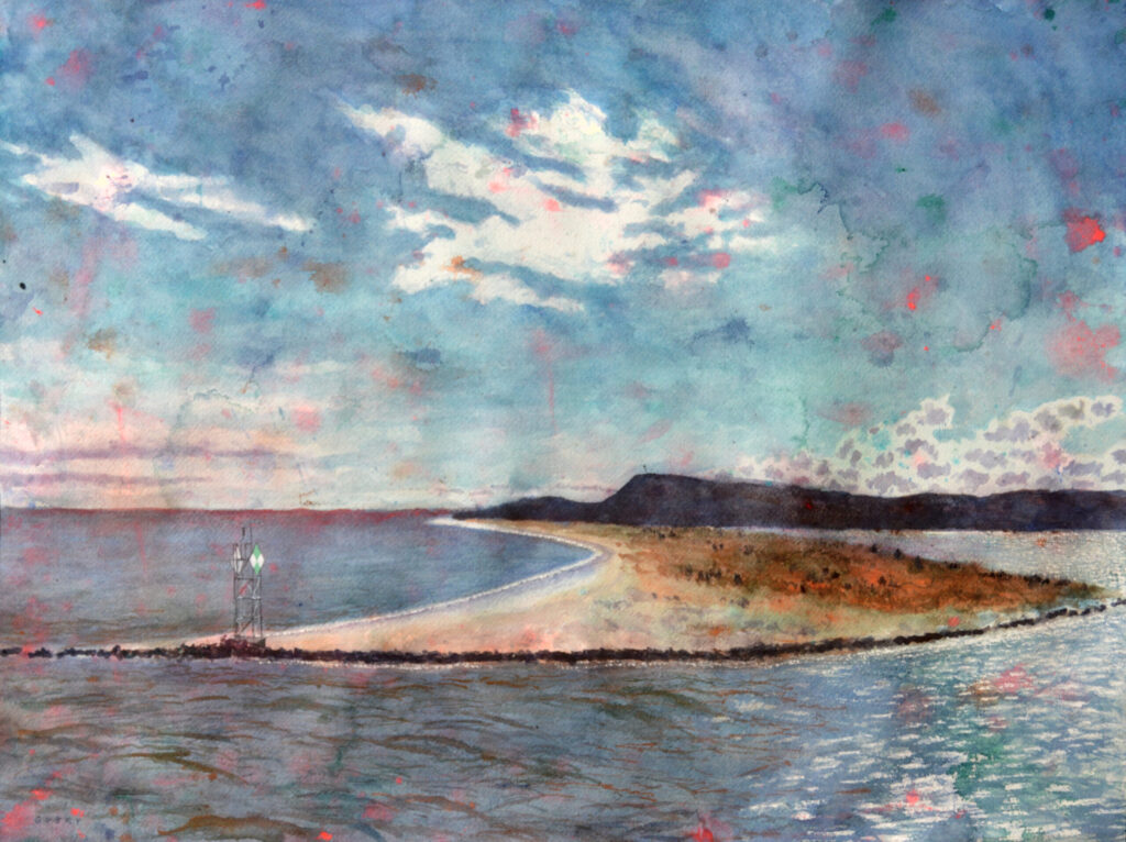 Channel Marker - 2024 - watercolor -  contemporary wall art painting available for sale