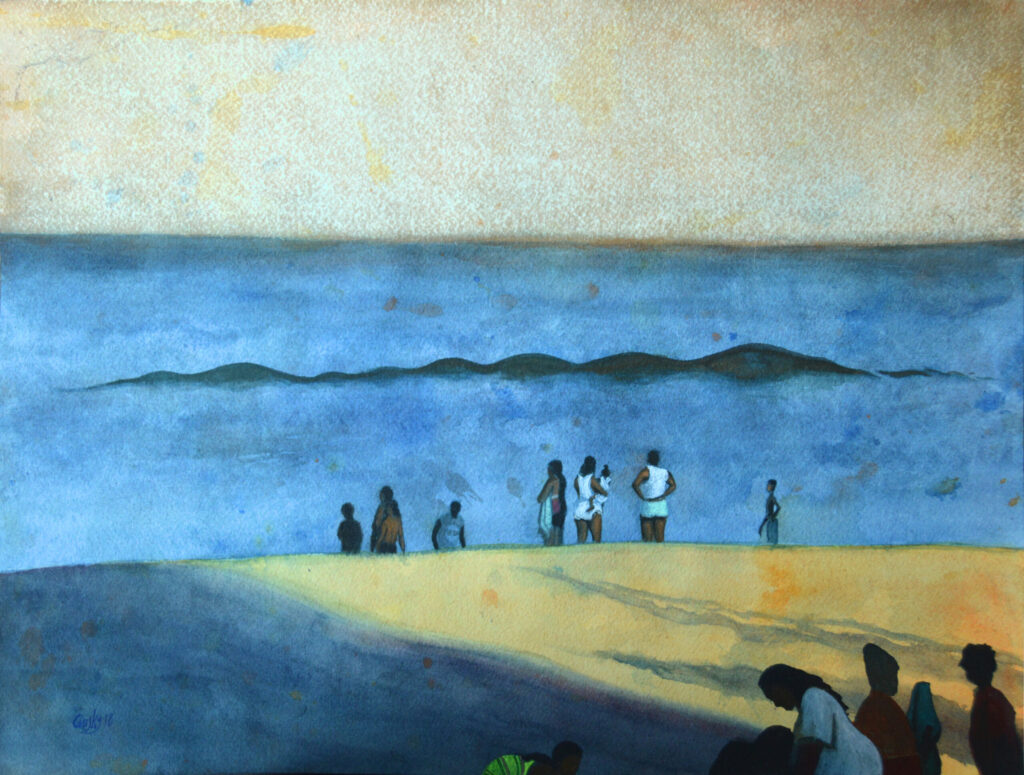 Twilight Wave - 2023 - watercolor - contemporary wall art painting available for sale