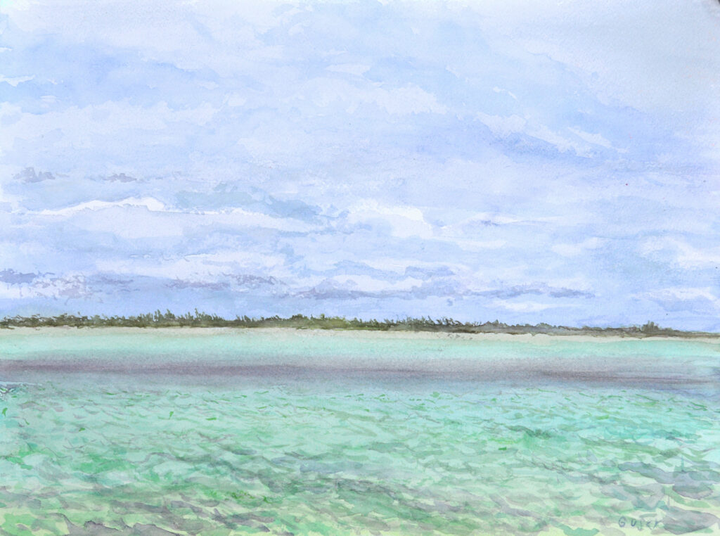 Late December, North Caicos - 2024 - watercolor - contemporary wall art painting available for sale
