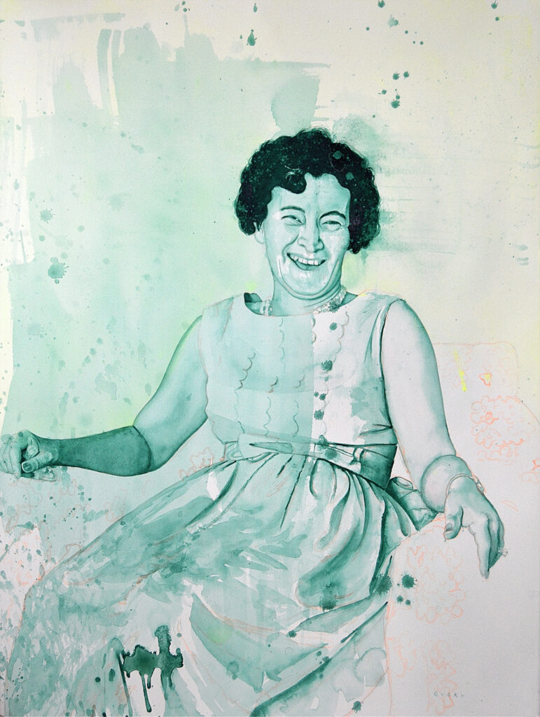 Emily Laughing - 2024 - watercolor - contemporary wall art painting available for sale