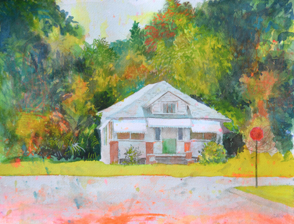 Florida House - 2023 - watercolor - contemporary wall art painting available for sale