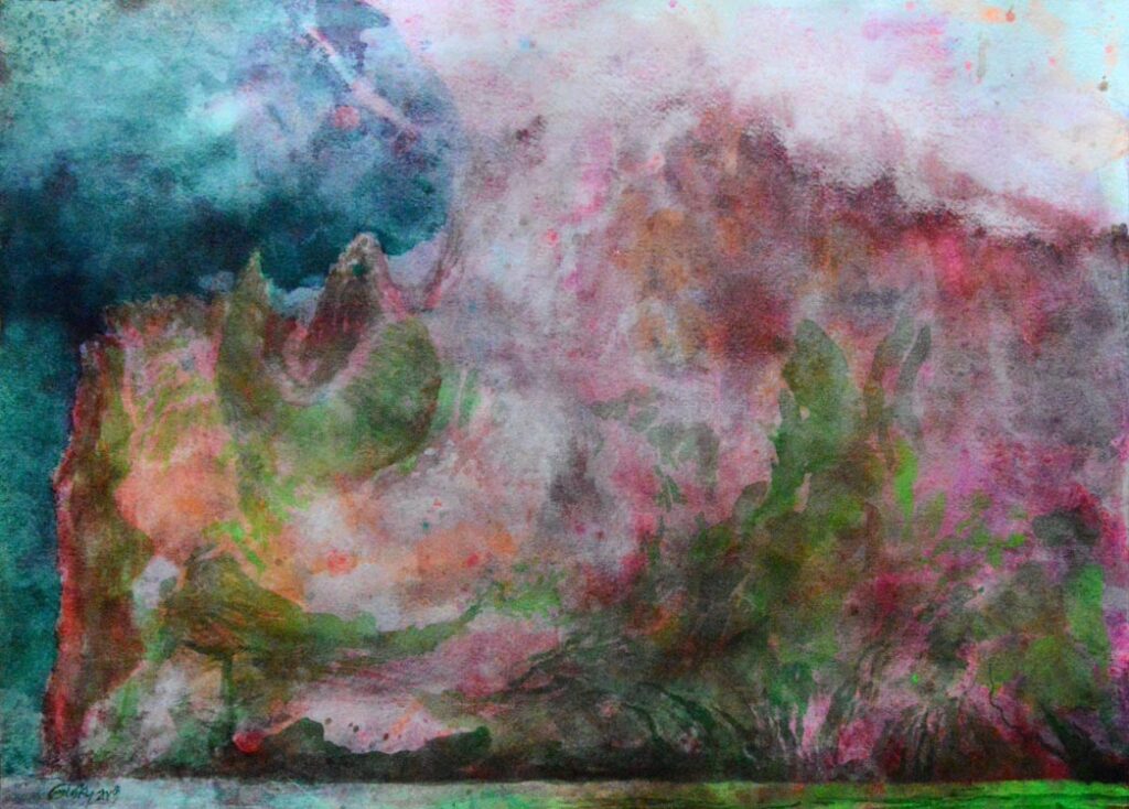 Glacier 3 - 2019 - watercolor on paper - contemporary wall art painting available for sale