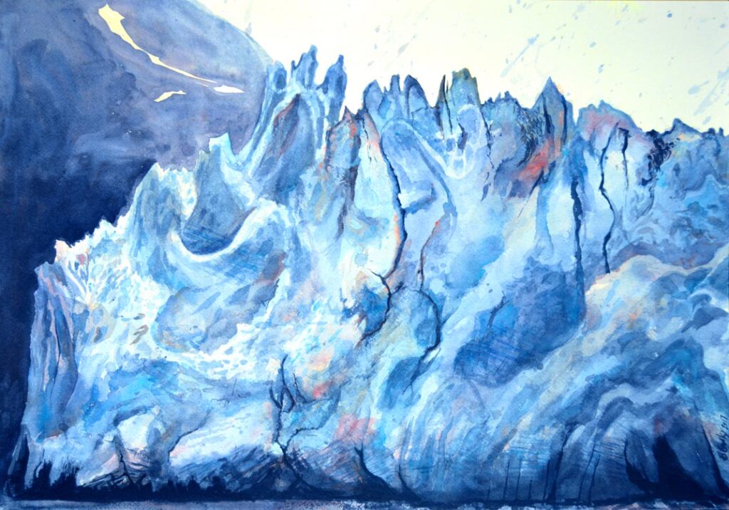 Glacier - 2017 - watercolor on paper - contemporary wall art painting available for sale