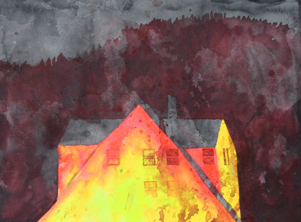 Oregon Rooming House 3 - 2019 - watercolor -  contemporary wall art painting available for sale