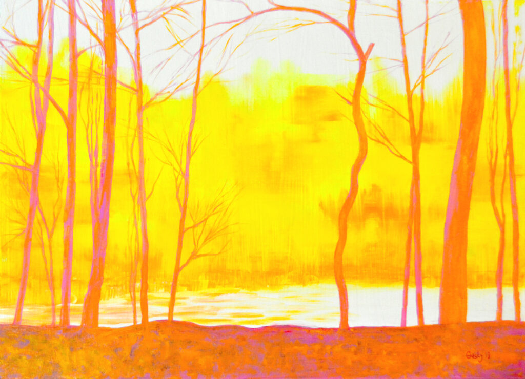 River Dawn - 2018 - oil on panel -   contemporary wall art painting available for sale