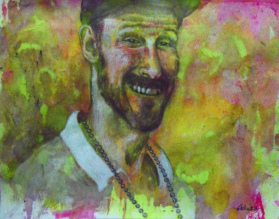 The Beads 2 - 2019 - watercolor on paper -  contemporary wall art painting available for sale